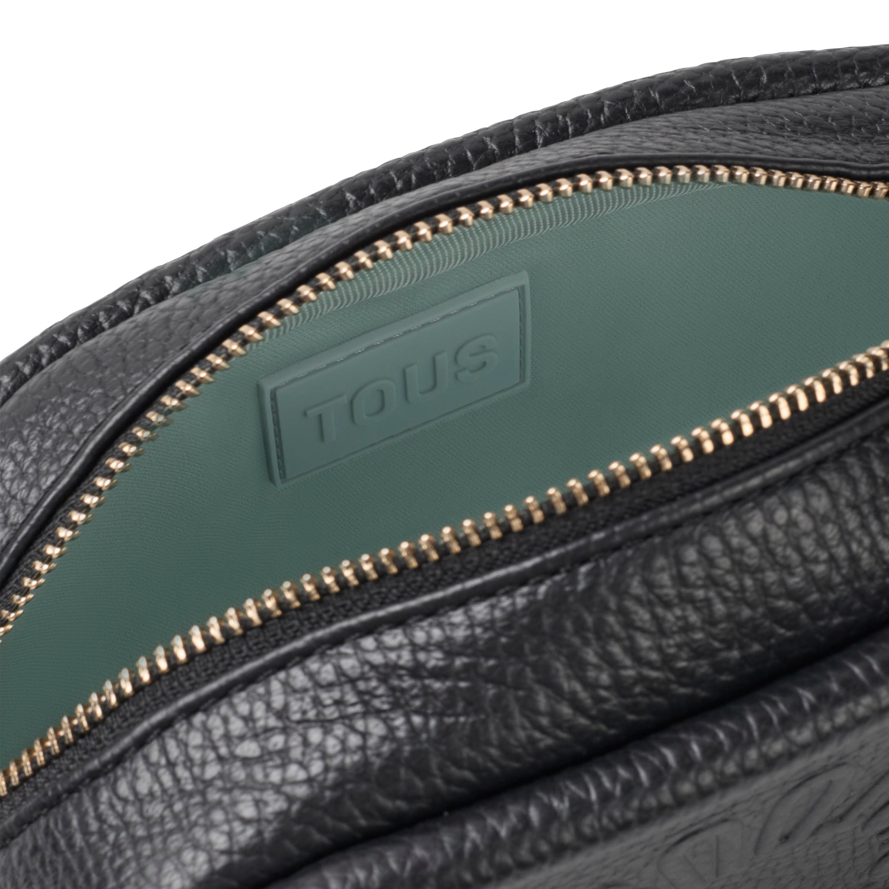 Black leather Crossbody Reporter bag TOUS Miranda