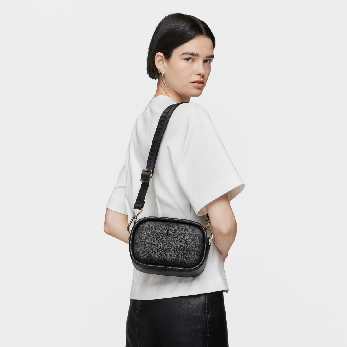 Black leather Crossbody Reporter bag TOUS Miranda