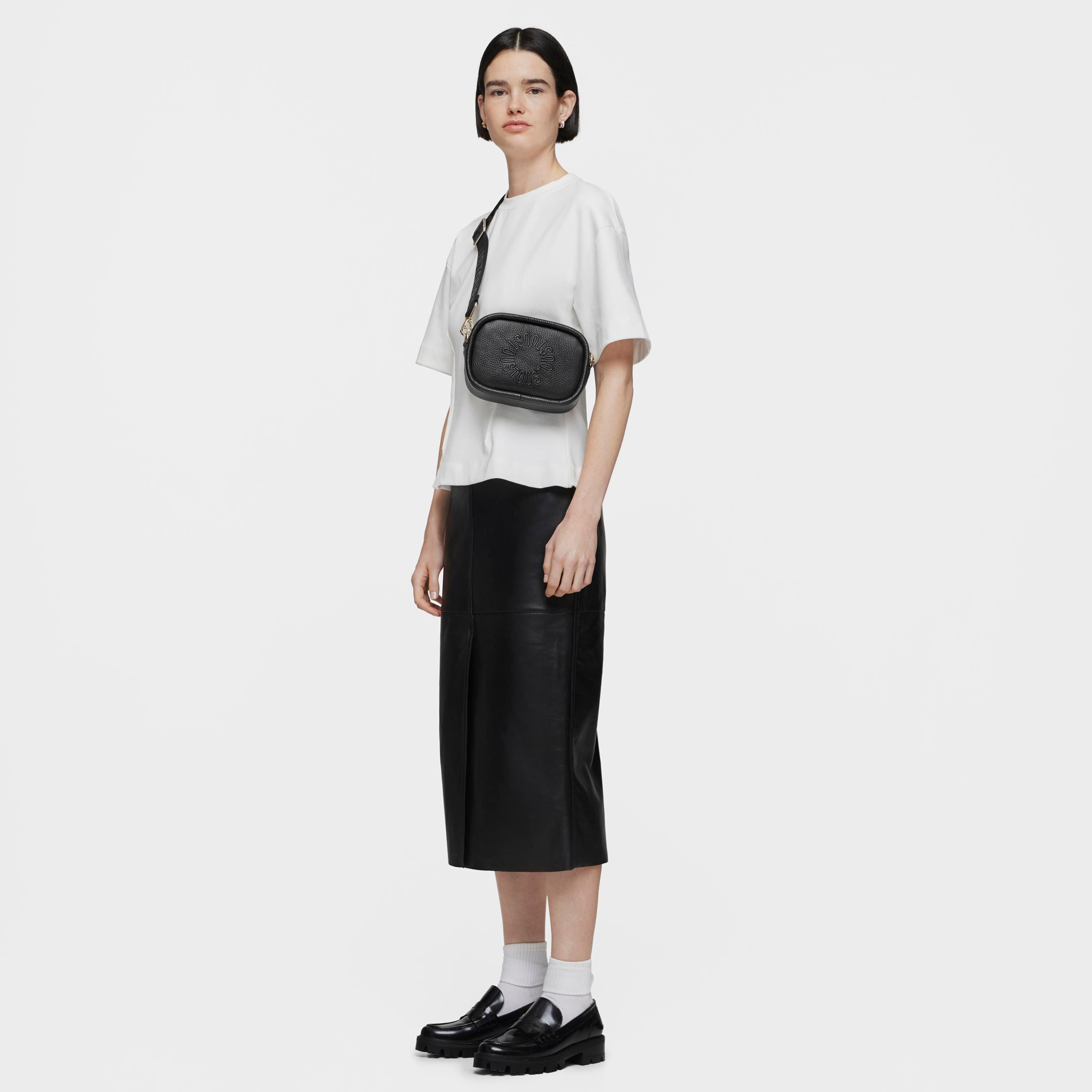 Black leather Crossbody Reporter bag TOUS Miranda