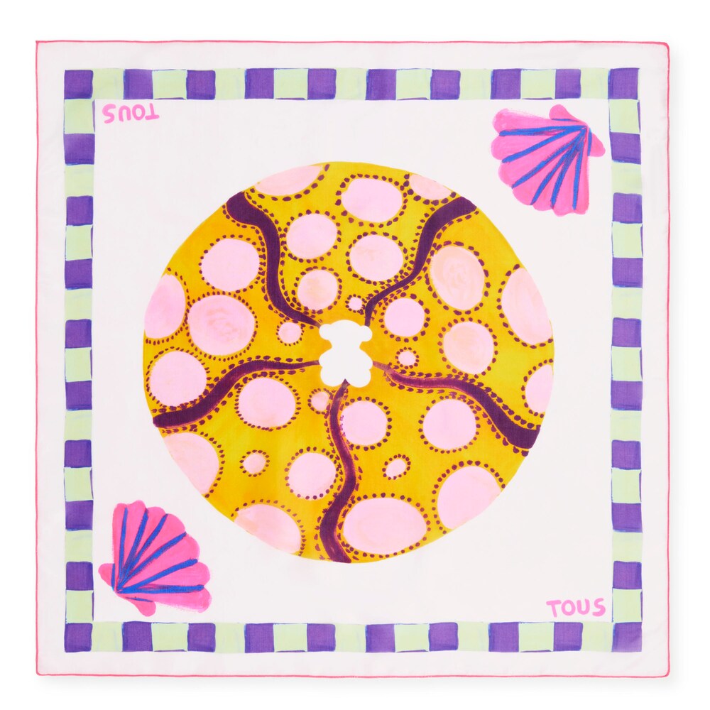 Pañuelo cuadrado pequeño rosa palo TOUS Doris image number 0