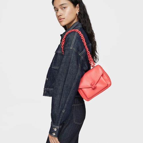 Bandolera peque&ntilde;a de piel coral TOUS Bold Bear