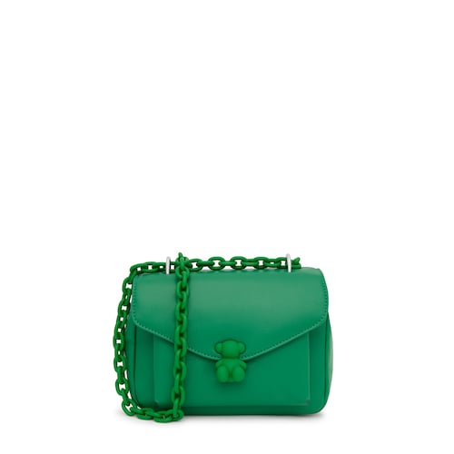Borsa a tracolla piccola in pelle verde TOUS Bold Bear image number 0