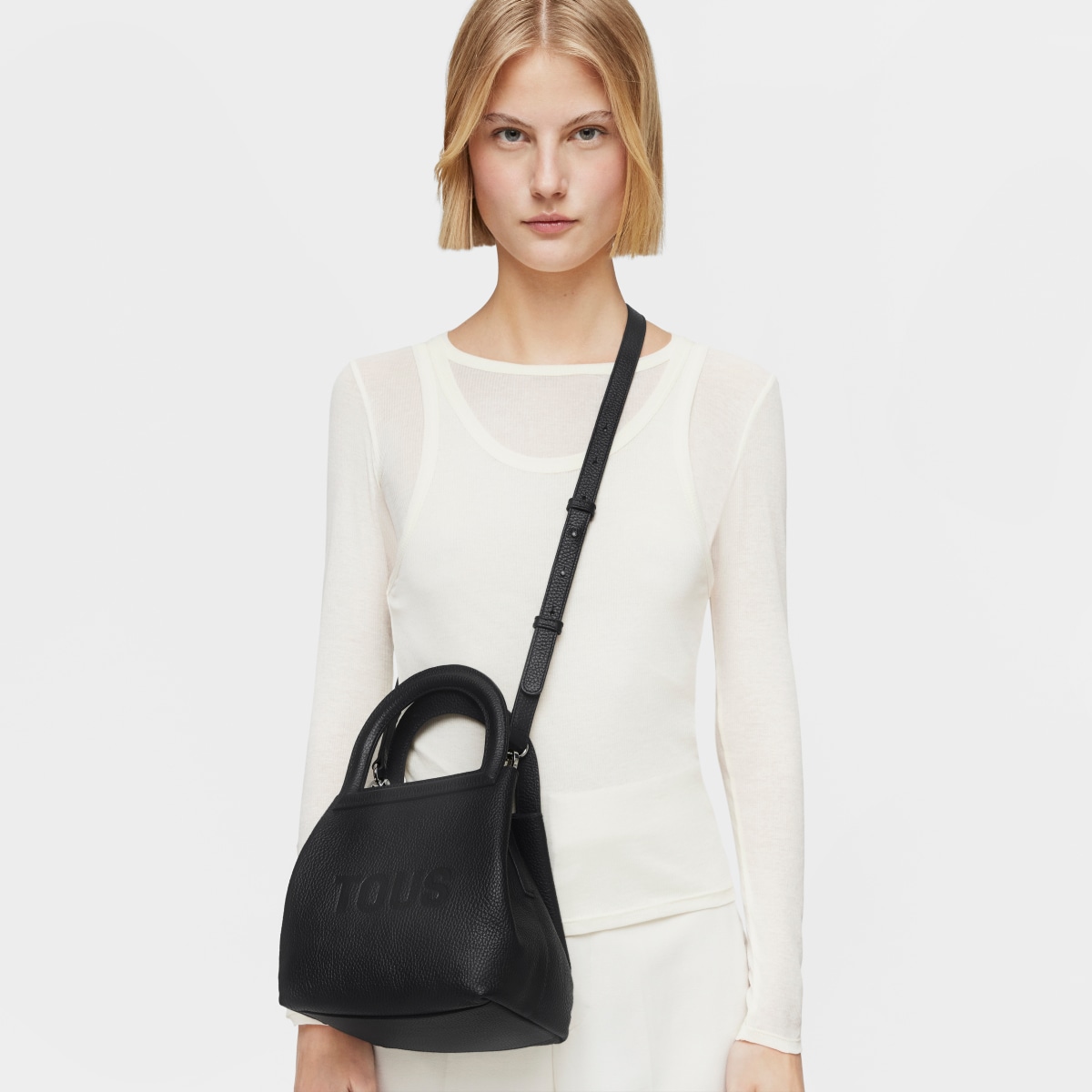Medium black leather Shoulder bag TOUS Dora