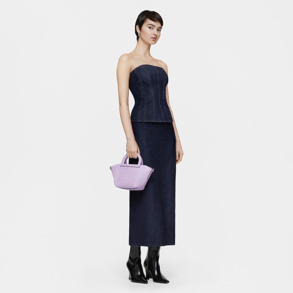 Small lilac-colored leather Shoulder bag TOUS Dora image number 6