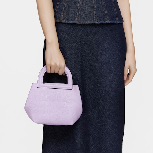 Small lilac-colored leather Shoulder bag TOUS Dora