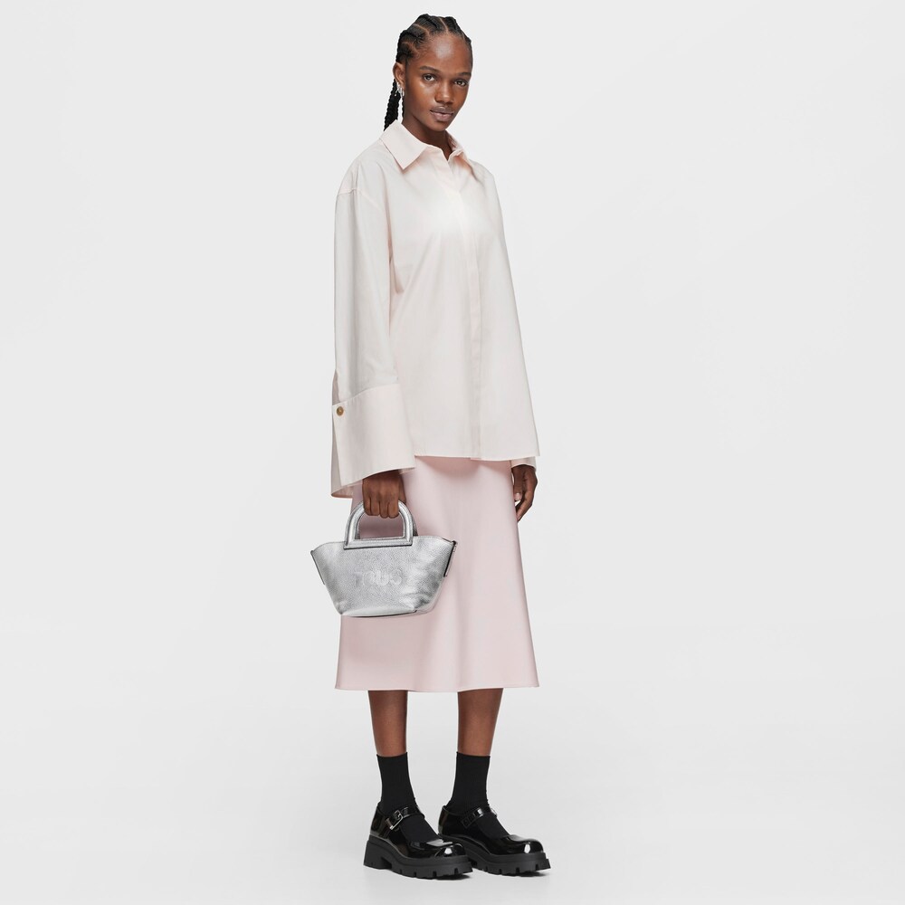 Small silver-colored leather Shoulder bag TOUS Dora