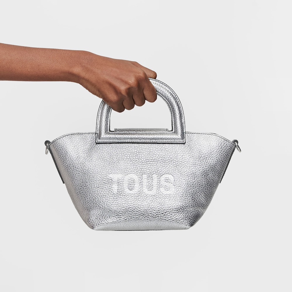Small silver-colored leather Shoulder bag TOUS Dora