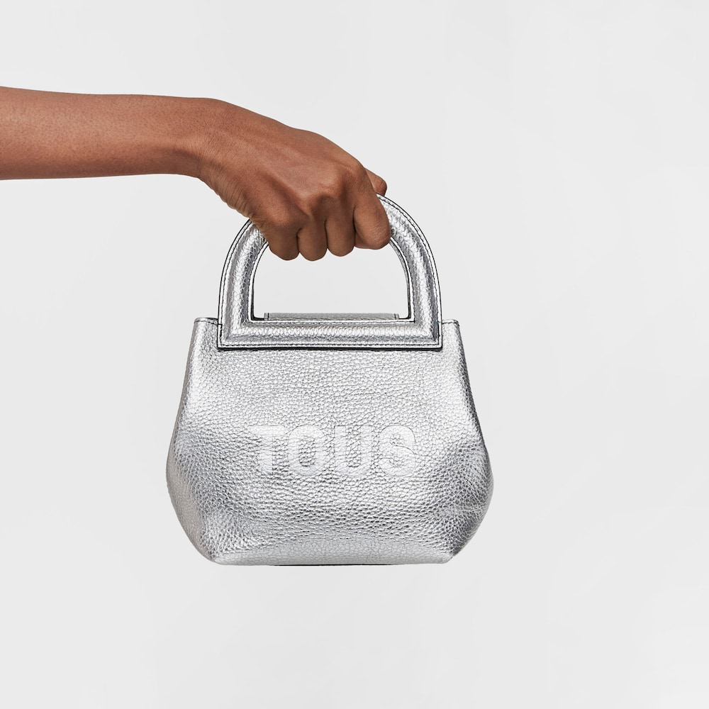 Small silver-colored leather Shoulder bag TOUS Dora