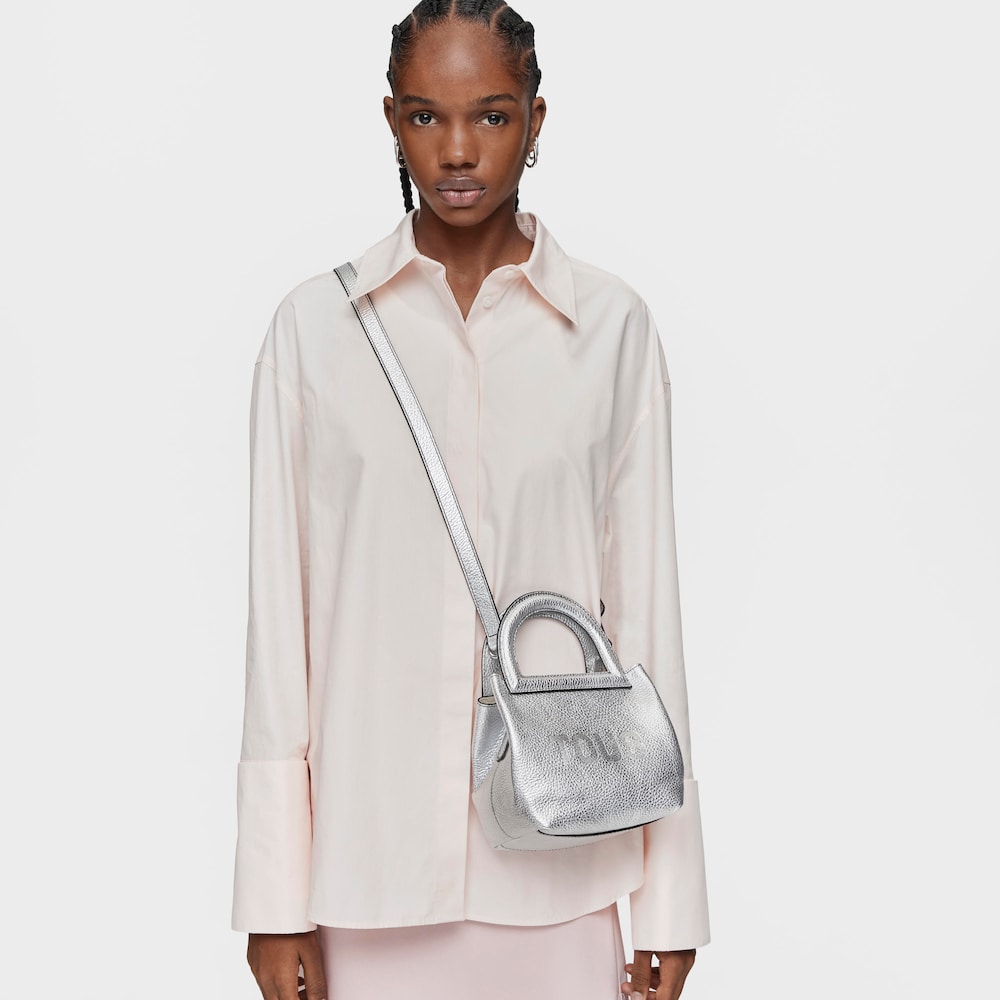 Small silver-colored leather Shoulder bag TOUS Dora
