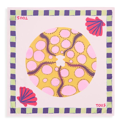 Pa&ntilde;uelo cuadrado grande rosa palo TOUS Doris