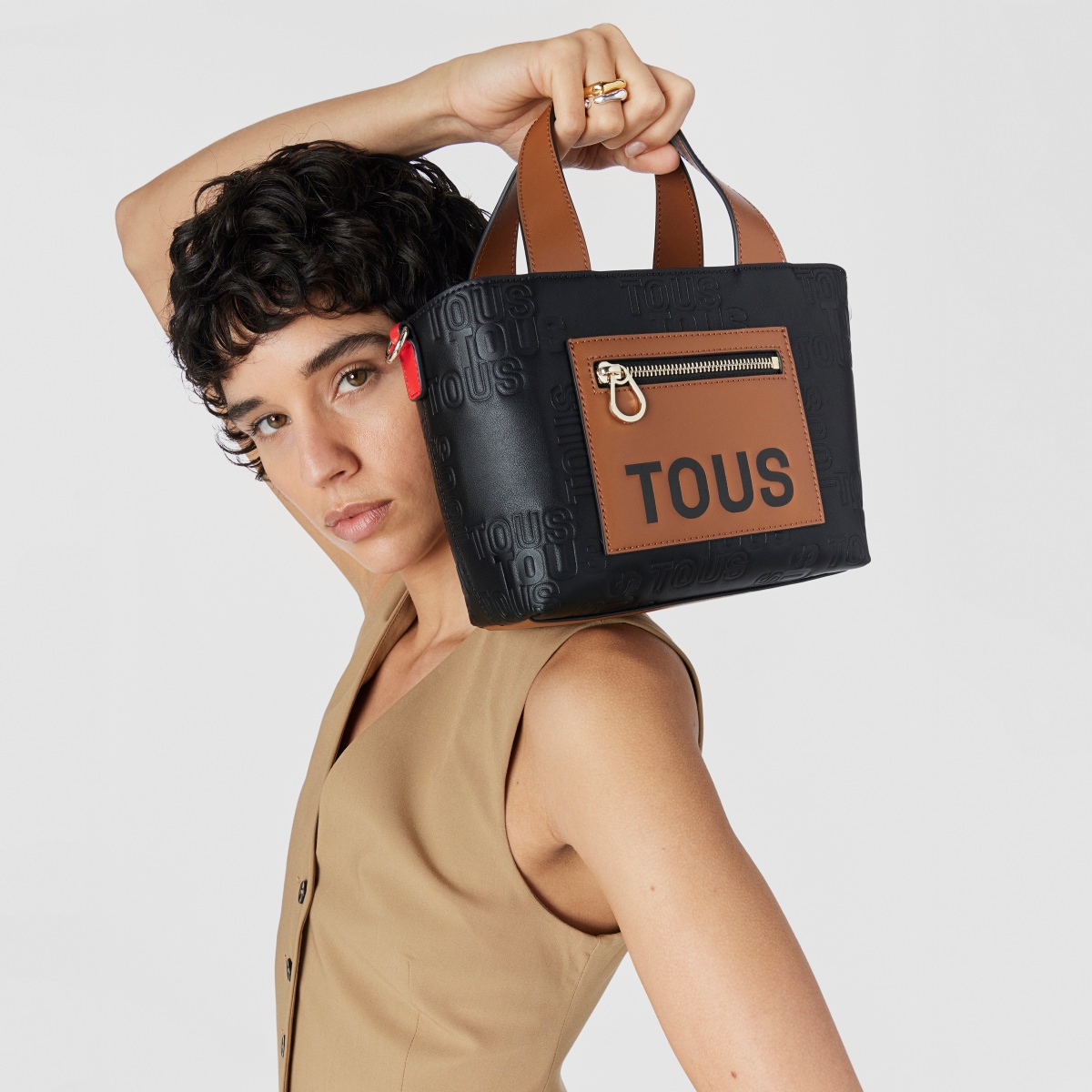 Small black and brown Tote bag TOUS Nanda