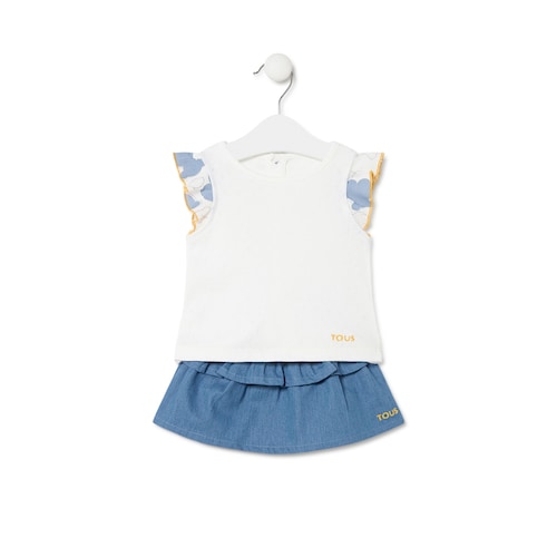 Conjunto de menina Denim azul celeste