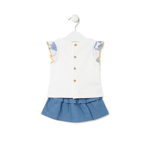 Conjunto de menina Denim azul celeste