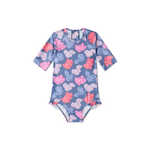 Ba&ntilde;ador integral de ni&ntilde;a manga larga Aqua azul