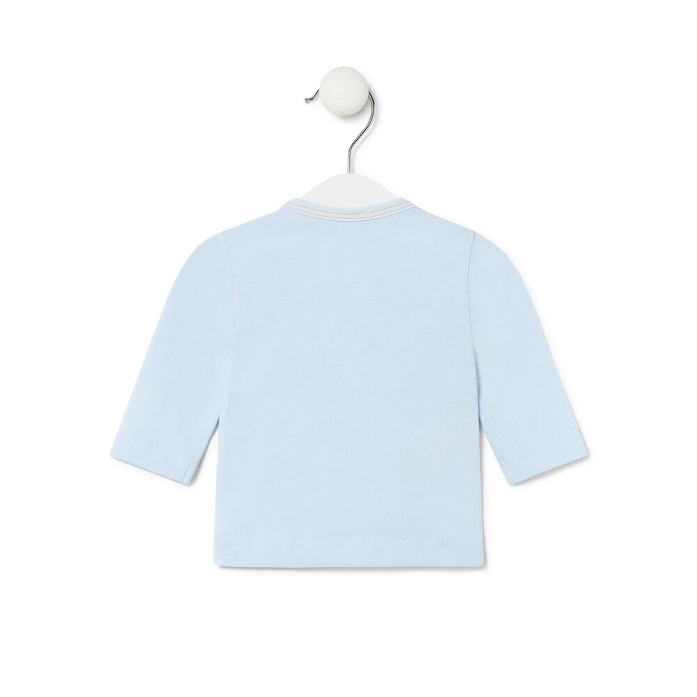 Camiseta de beb&eacute; cruzada lisa celeste