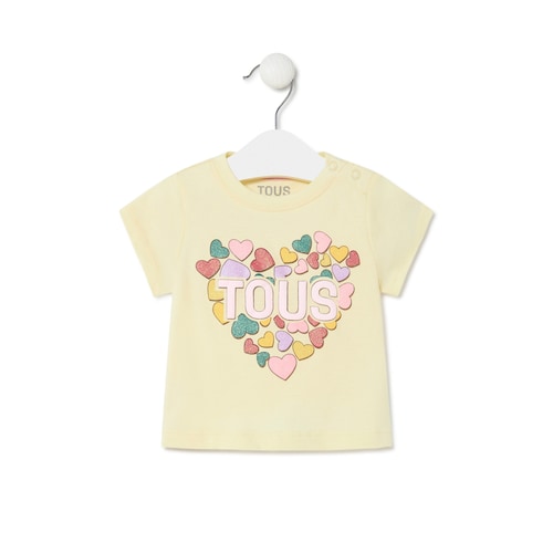 Camisola de menina com cora&ccedil;&otilde;es Casual amarela