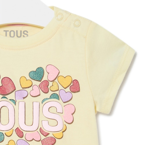 Camisola de menina com corações Casual amarela