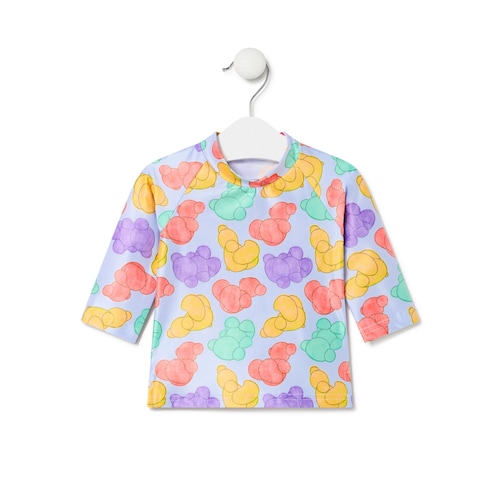 Long-sleeved beach t-shirt in Aqua sky blue image number 0