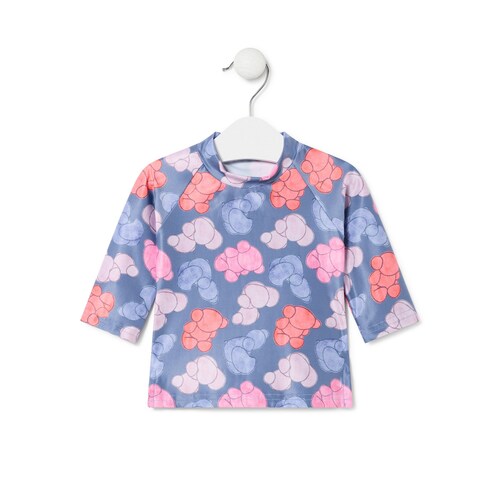 Long-sleeved beach t-shirt in Aqua navy blue image number 0