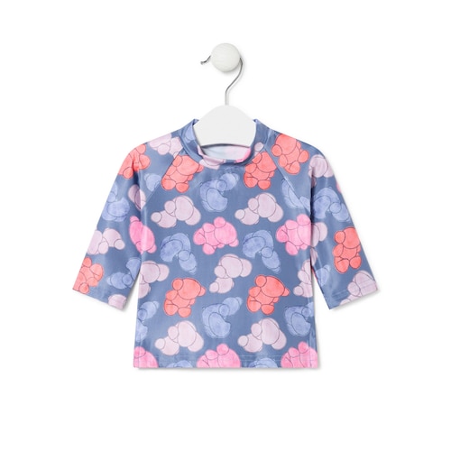 Long-sleeved beach t-shirt in Aqua navy blue image number 0