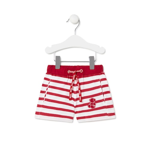 Bermuda de ni&ntilde;o a rayas Casual rojo image number 0