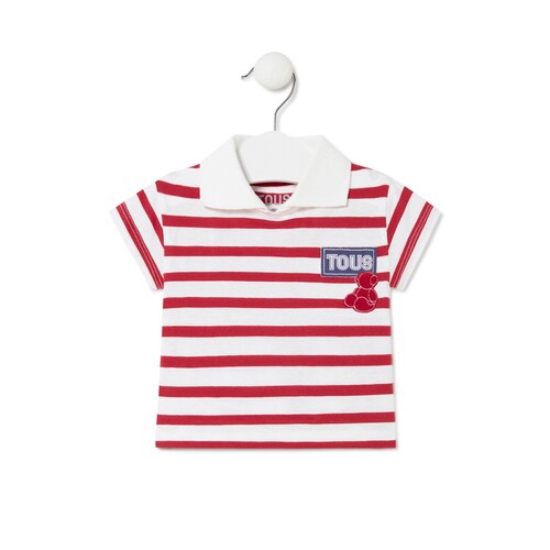 Striped polo t-shirt in Casual red