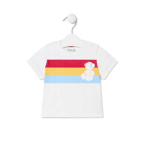 Camisola Bold Bear com franjas Casual branca