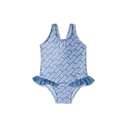 Girls one-piece swimsuit in Logo blue image number 0