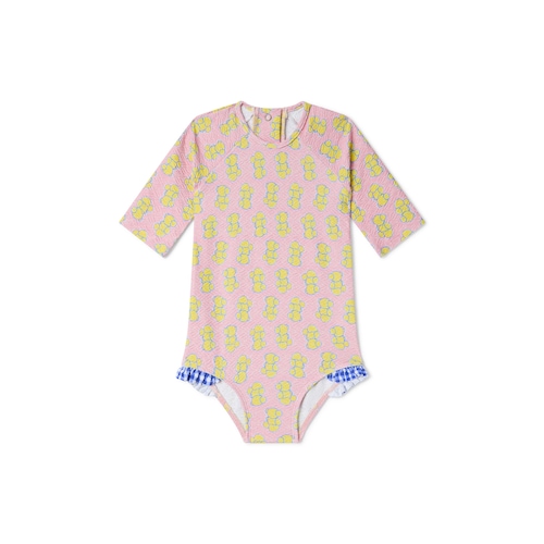 Girls one-piece swimsuit with long sleeves in Chic pink image number 0