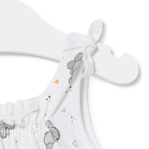 Macacão curto de bebé menina Pic branco