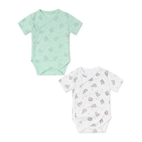 Pack of wrap-over baby bodysuits in Pic mist image number 0