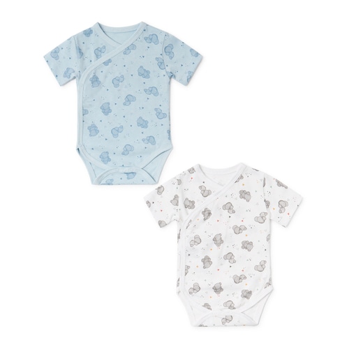 Pack of wrap-over baby bodysuits in Pic sky blue image number 0