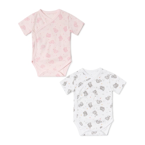 Pack of wrap-over baby bodysuits in Pic pink image number 0