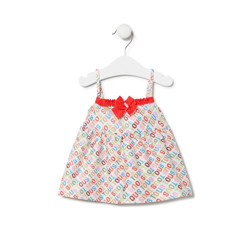 Girls sleeveless shoulder strap dress in Logo multicolour image number 0