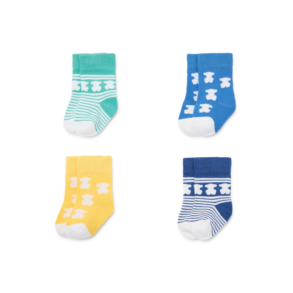 Pack de 4 pares de calcetines de beb&eacute; SSocks azul