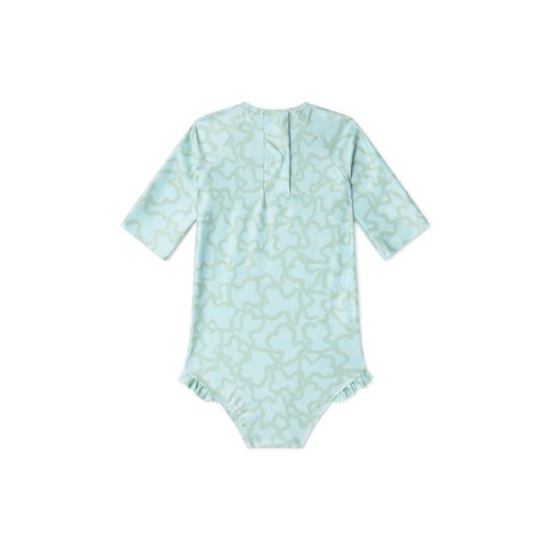 Girls one-piece swimsuit with long sleeves in Kaos green