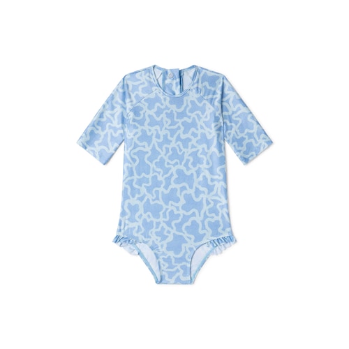 Girls one-piece swimsuit with long sleeves in Kaos blue
