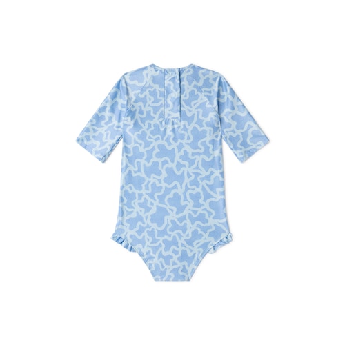 Girls one-piece swimsuit with long sleeves in Kaos blue