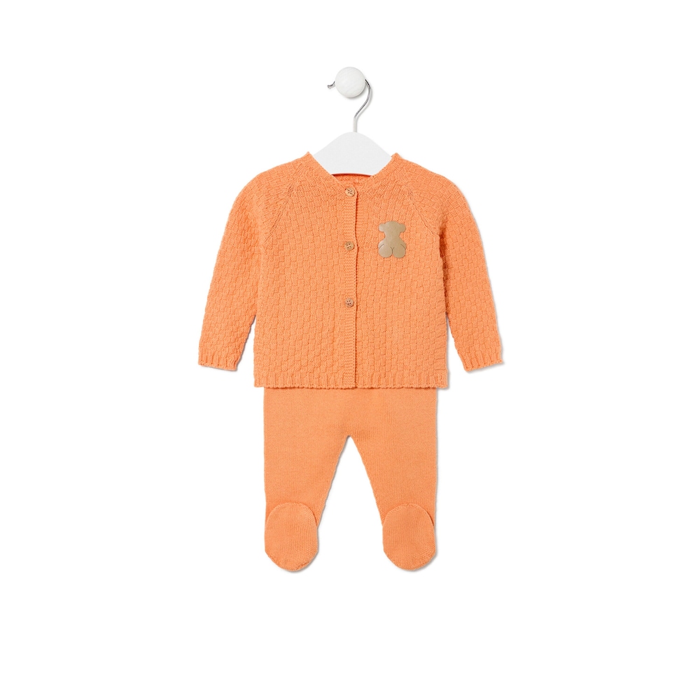 Knitted baby outfit in Tricot orange
