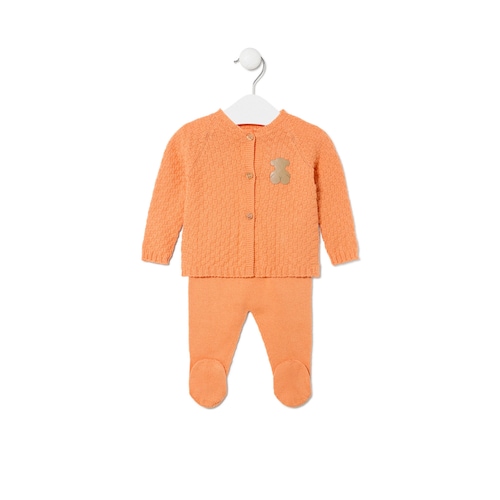Knitted baby outfit in Tricot orange