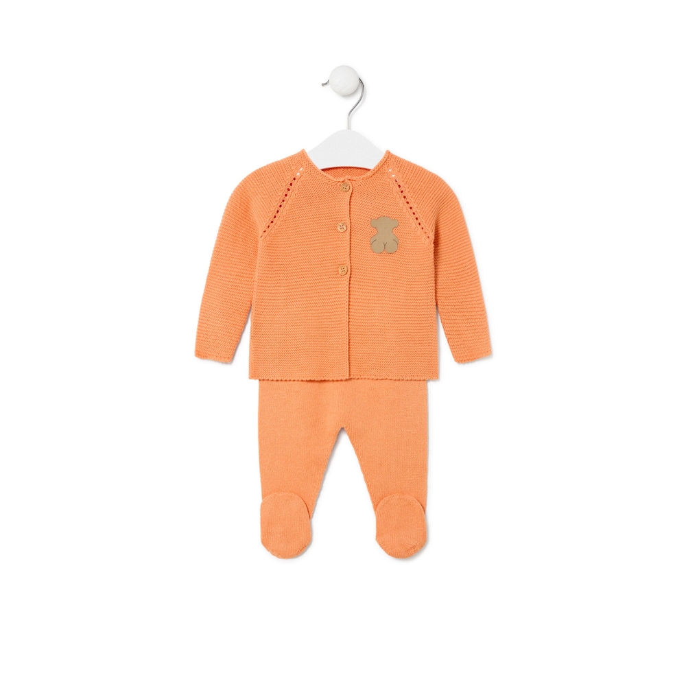 Knitted baby outfit in Tricot orange