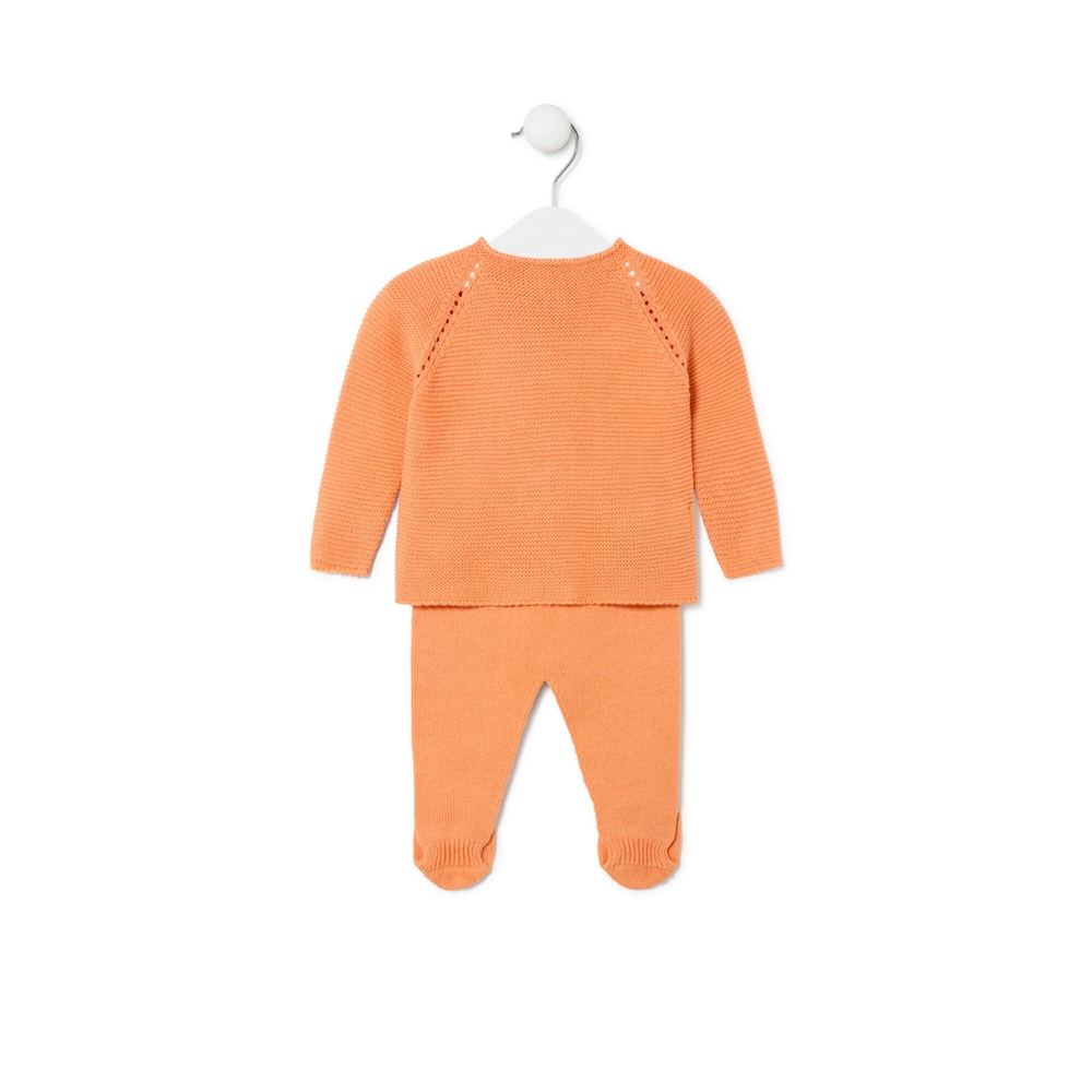 Knitted baby outfit in Tricot orange