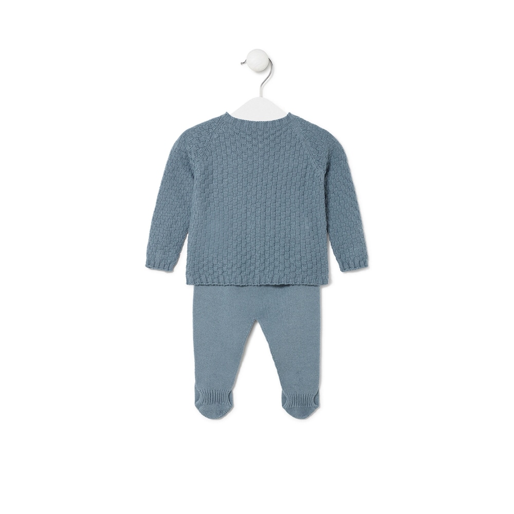 Conjunto de malha de beb&eacute; Tricot azul