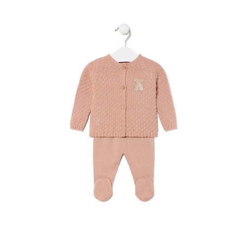 Conjunto de punto de bebé Tricot rosa