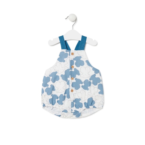 Macacão curto de bebé Denim azul celeste