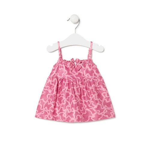 Girls sleeveless shoulder strap dress in Kaos pink image number 0