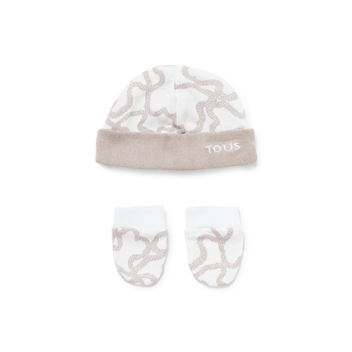Baby hat and mittens set in Kaos beige image number 0