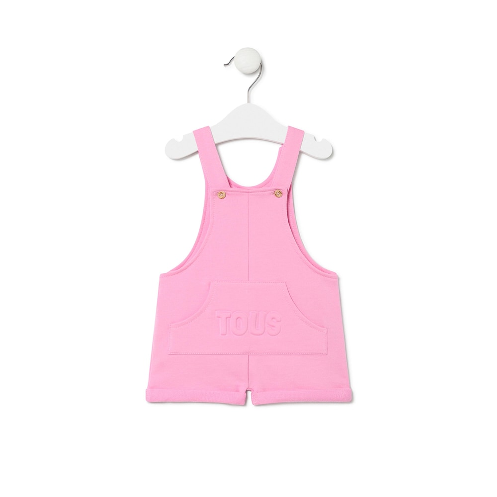 Dungarees-style baby romper in Classic pink