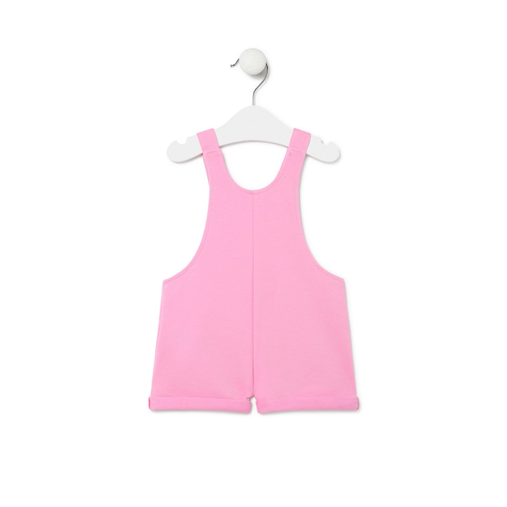 Dungarees-style baby romper in Classic pink