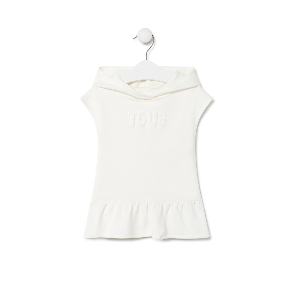 Vestido de beb&eacute; menina com capuz Classic cor crua